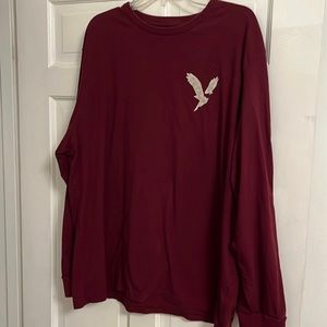 AEO Graphic Standard Fit L/S T-Shirt Dark Red XXL ~VGC!